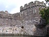 Beaumaris castle wales welsh uk moat water tree dark